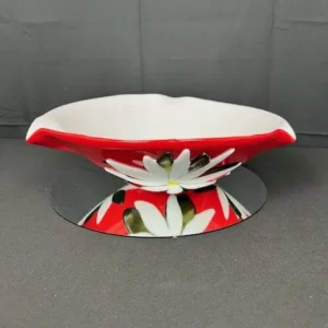 Red and white gflass bowl